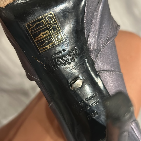 Jerome C. Rousseau Metallic Grey Purple Women's Peep-Toe Shoe 38 1/2 - Picture 8 of 13